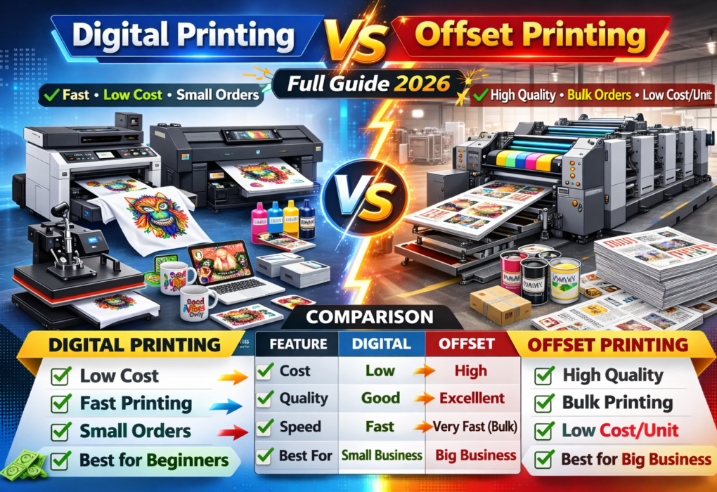 digital printing vs offset printing machine comparison